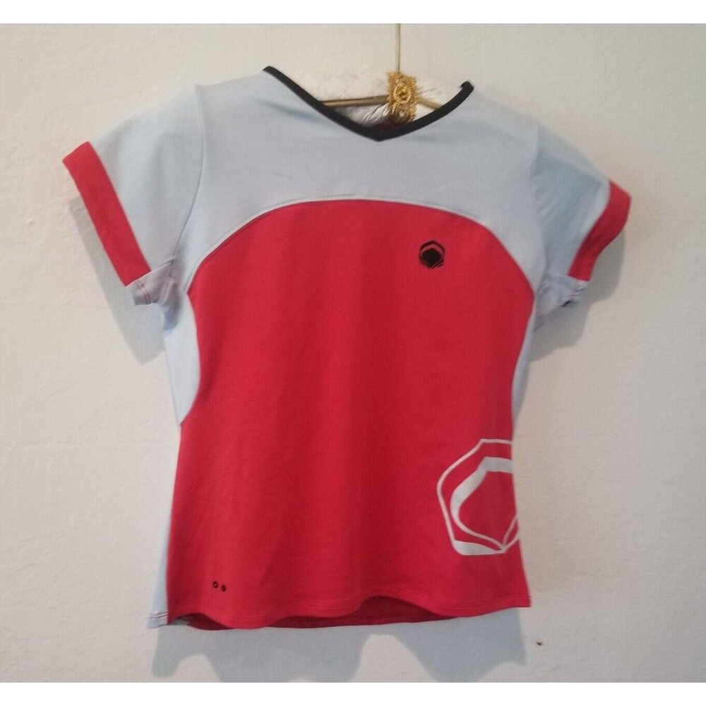 Nema Womens Small Cycling Jersey Raglan Shirt Top Zip Pocket Cool Max Red White